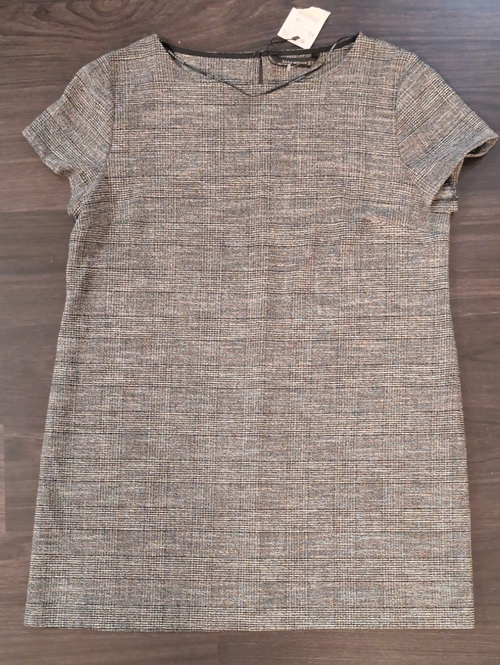 Zara Gray Tweed Short-Sleeve Shift Top